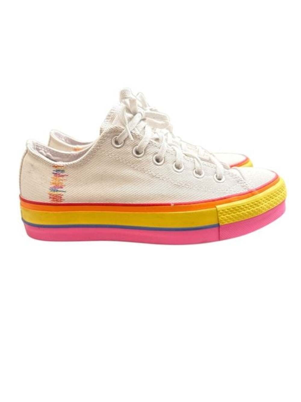 COVERSE CHUCK TAYLOR ALL STAR LIFT LOW RAINBOW SNEAKERS NWOT Sz. 8.5 - Picture 5 of 7